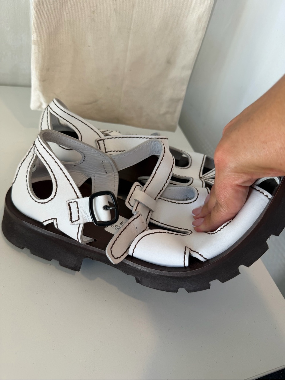 Hereu Sandals White Leather - Picture 7 of 9